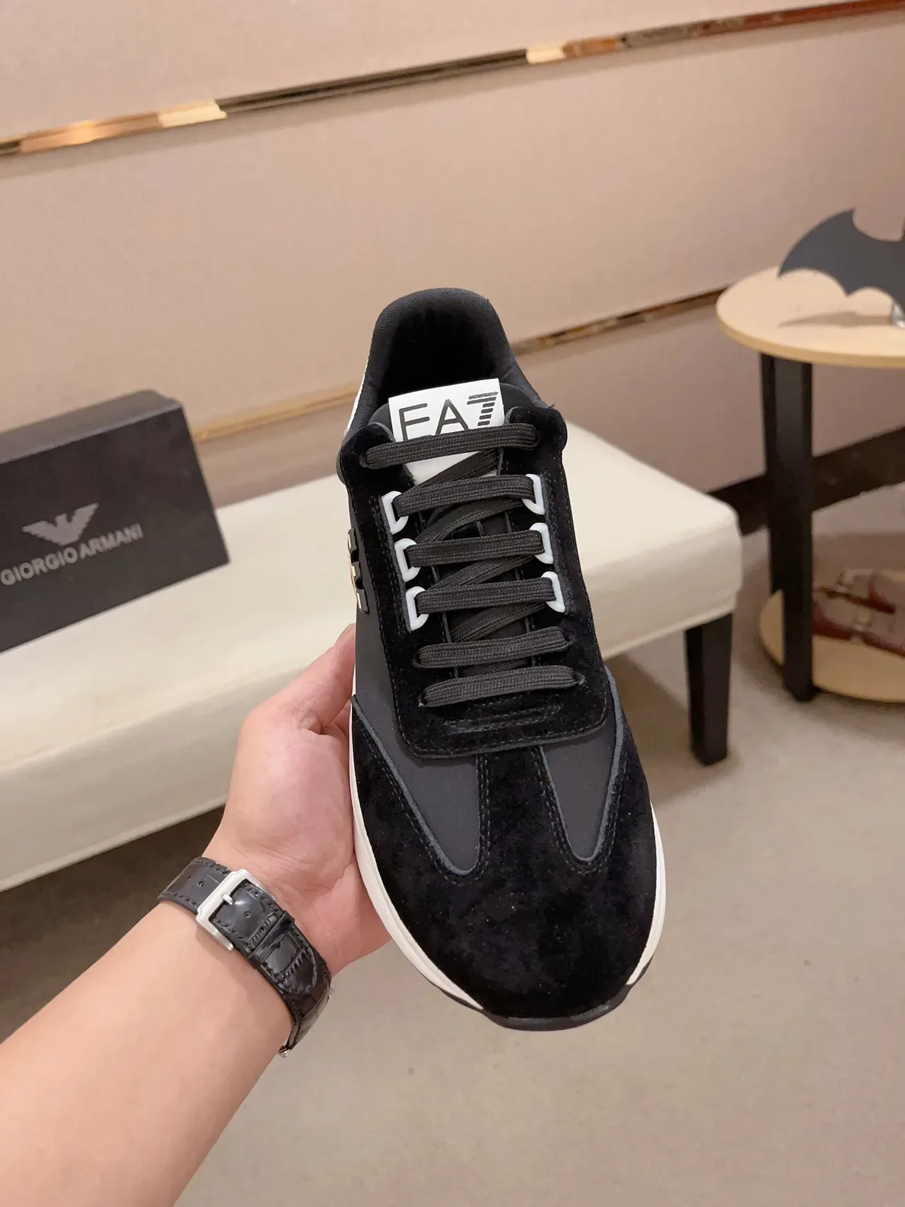 Emporio Armani Black and White Eagle Logo Lifestyle Sneaker 2