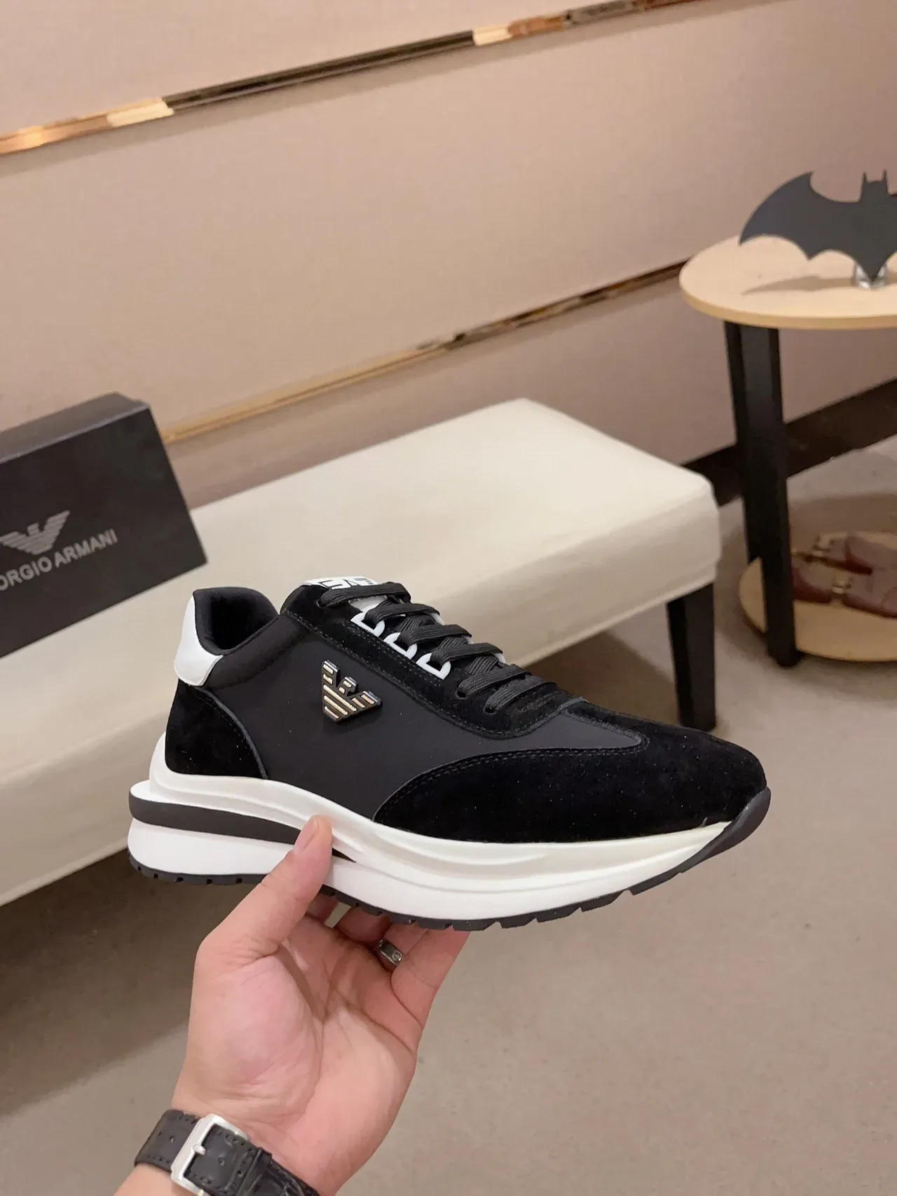 Emporio Armani Black and White Eagle Logo Lifestyle Sneaker 4