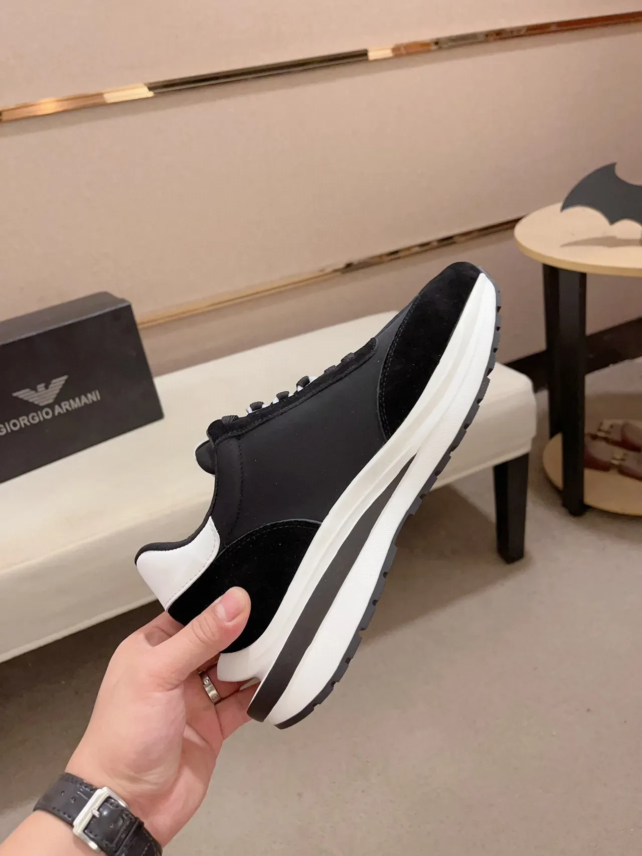Emporio Armani Black and White Eagle Logo Lifestyle Sneaker 5
