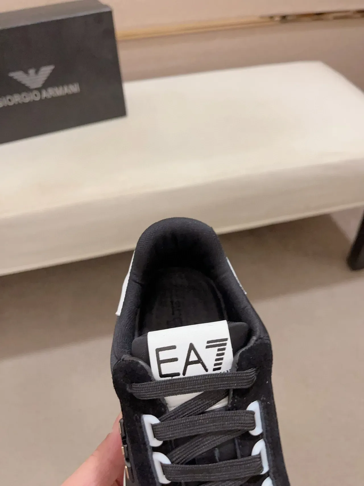 Emporio Armani Black and White Eagle Logo Lifestyle Sneaker 6
