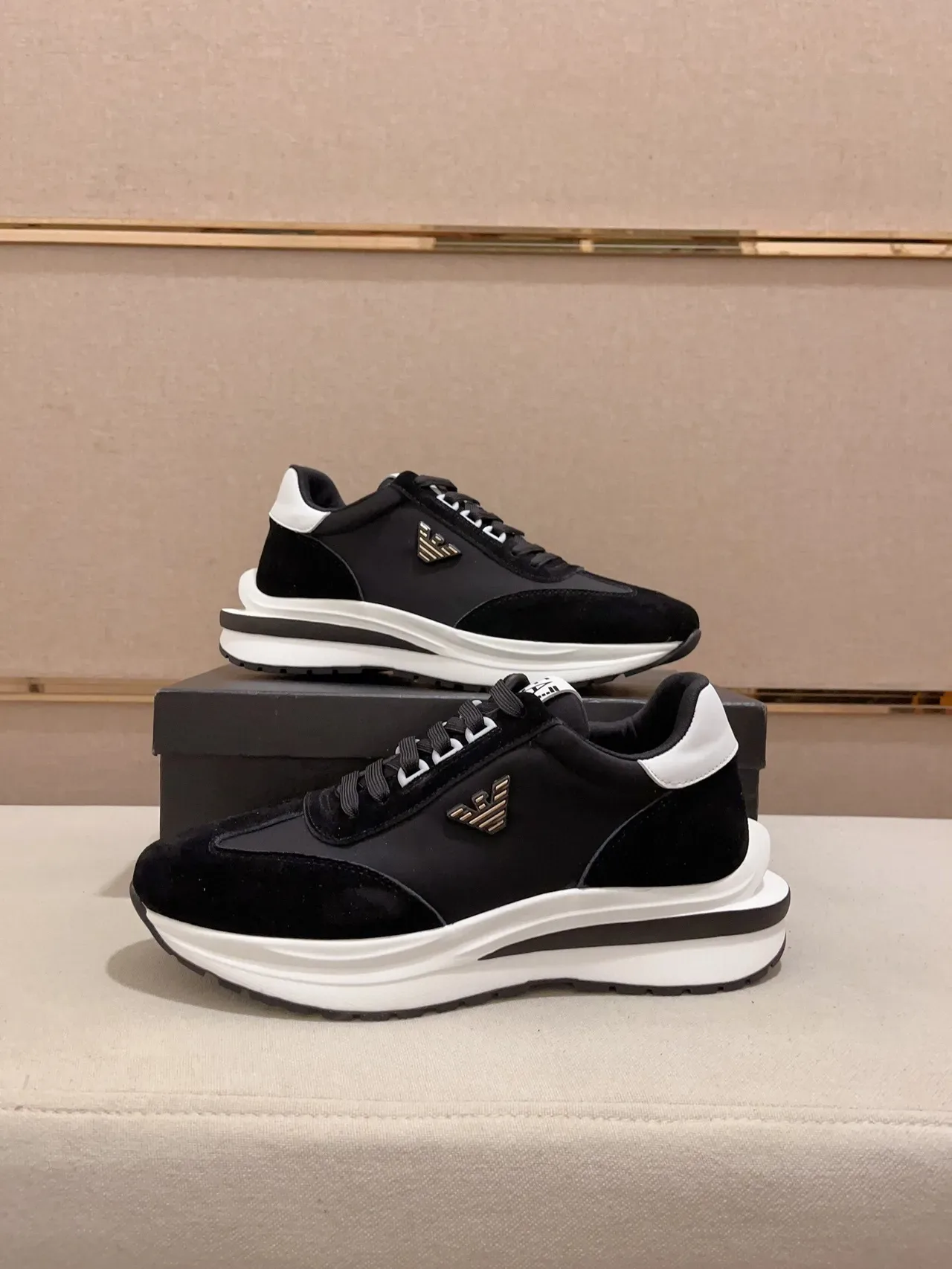 Emporio Armani Black and White Eagle Logo Lifestyle Sneaker 7