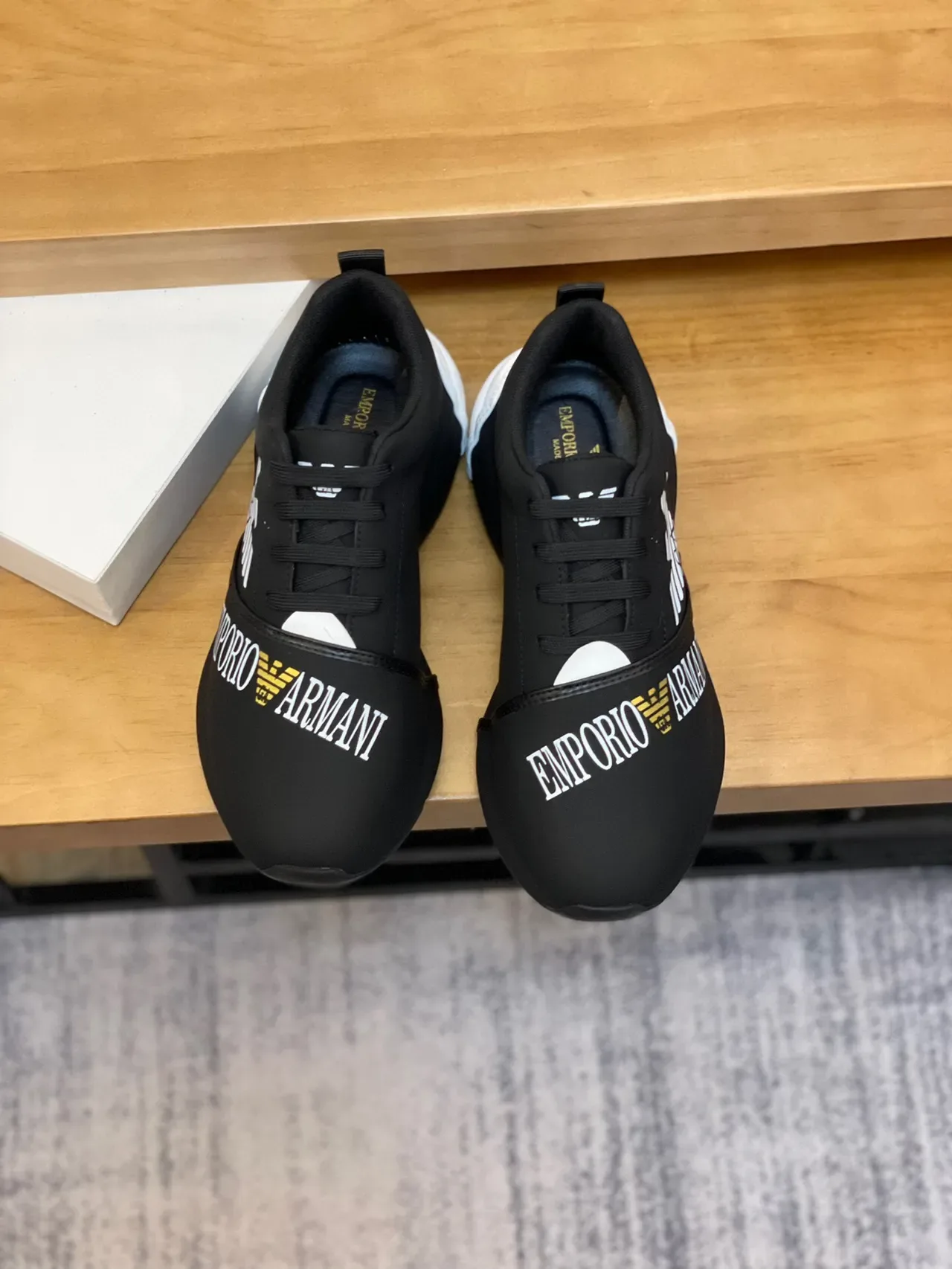 Emporio Armani Black and White Eagle Logo Lifestyle Sneakers 4