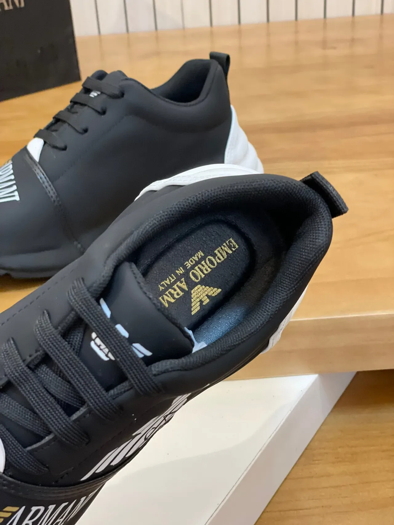 Emporio Armani Black and White Eagle Logo Lifestyle Sneakers 7