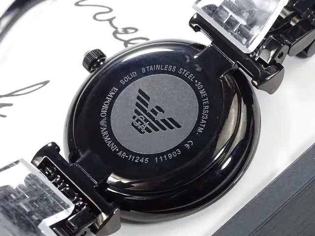 Emporio Armani Black Ceramic-Style Bracelet Quartz Watch 3