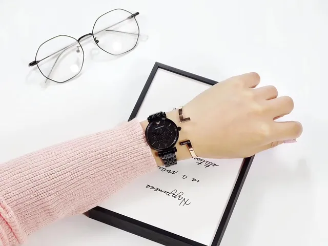Emporio Armani Black Ceramic-Style Bracelet Quartz Watch 5