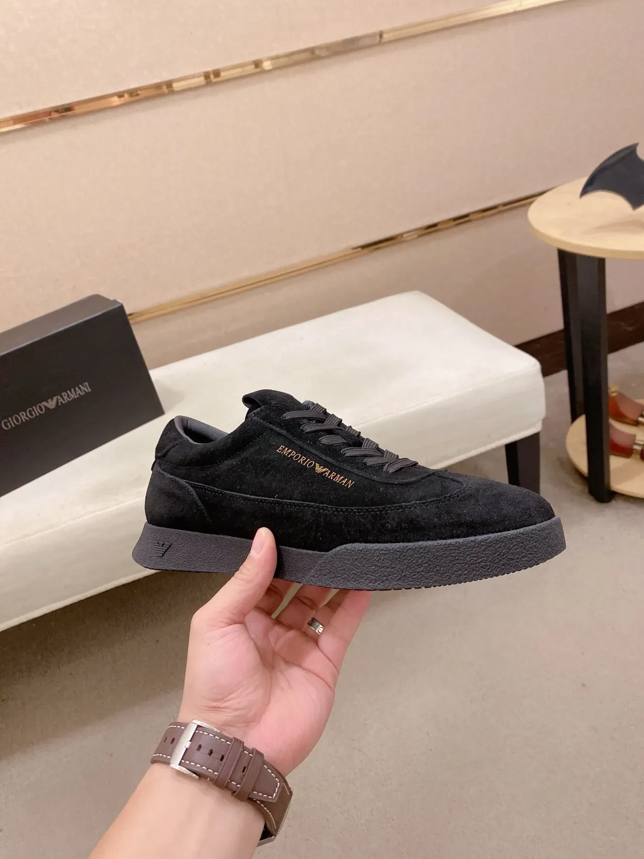 Emporio Armani Black Suede Lifestyle Sneaker 5