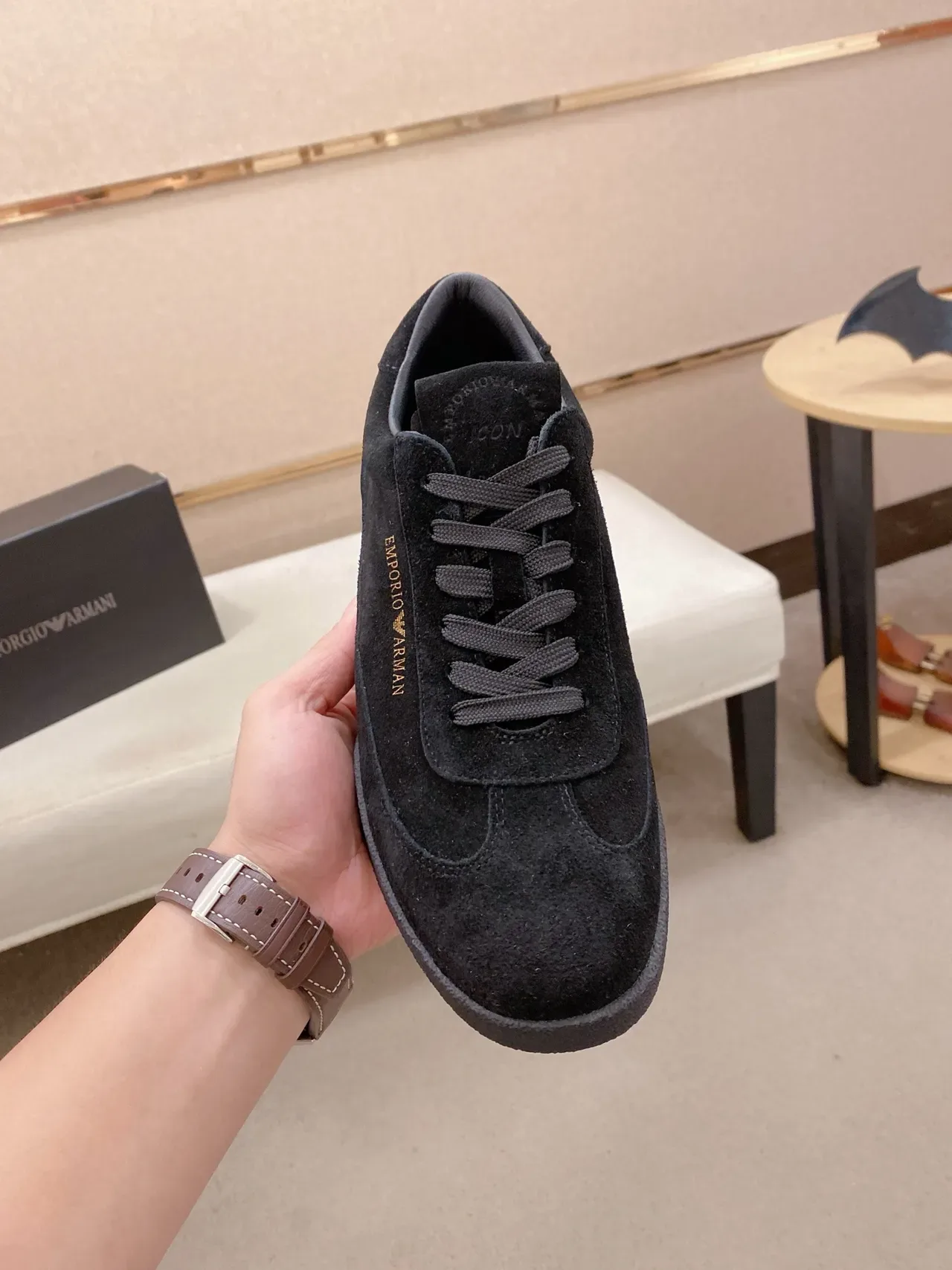 Emporio Armani Black Suede Lifestyle Sneaker 6