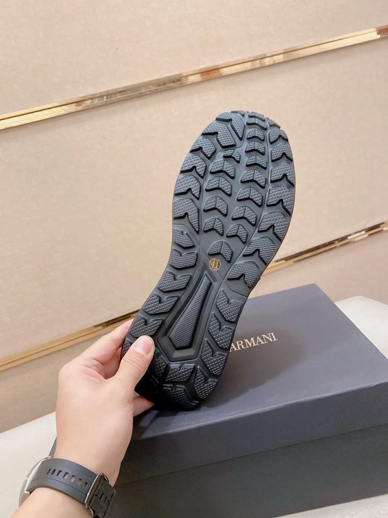 Emporio Armani Noir Blanc Slip-On Maille et Synthétique Supérieur Sneakers Lifestyle 9