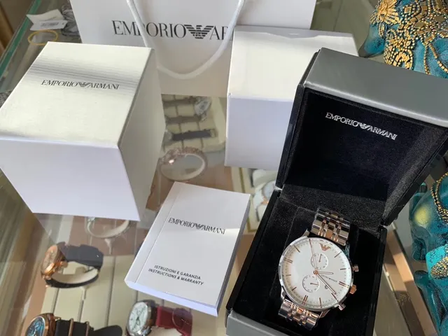 Emporio Armani Montre Chronographe Acier Inoxydable Bicolore Quartz 2