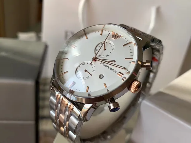 Emporio Armani Montre Chronographe Acier Inoxydable Bicolore Quartz 8