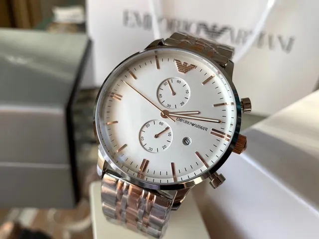 Emporio Armani Montre Chronographe Acier Inoxydable Bicolore Quartz 9