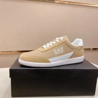 Emporio Armani EA7 Beige and White Lifestyle Sneakers