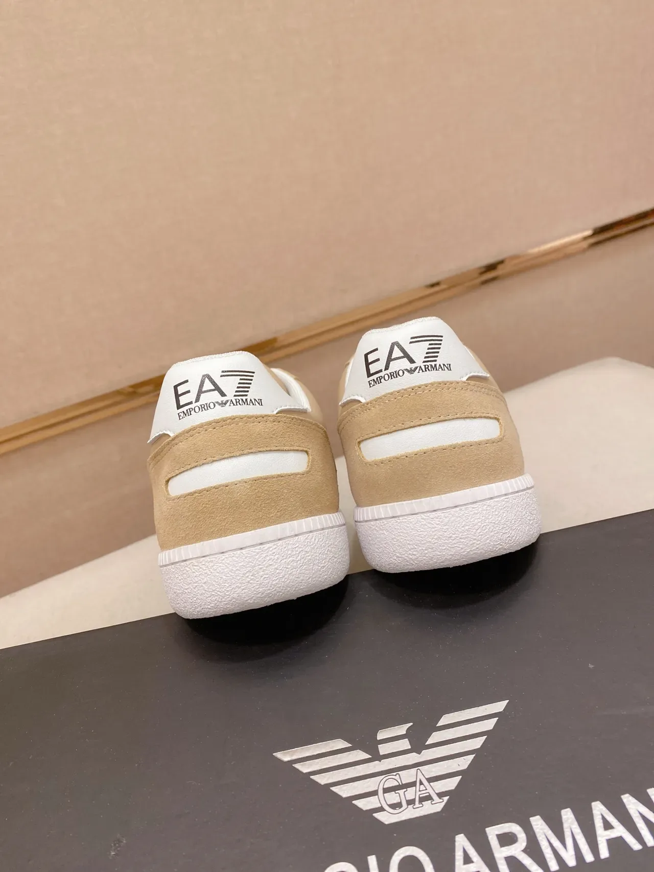 Emporio Armani EA7 Beige and White Lifestyle Sneakers 3