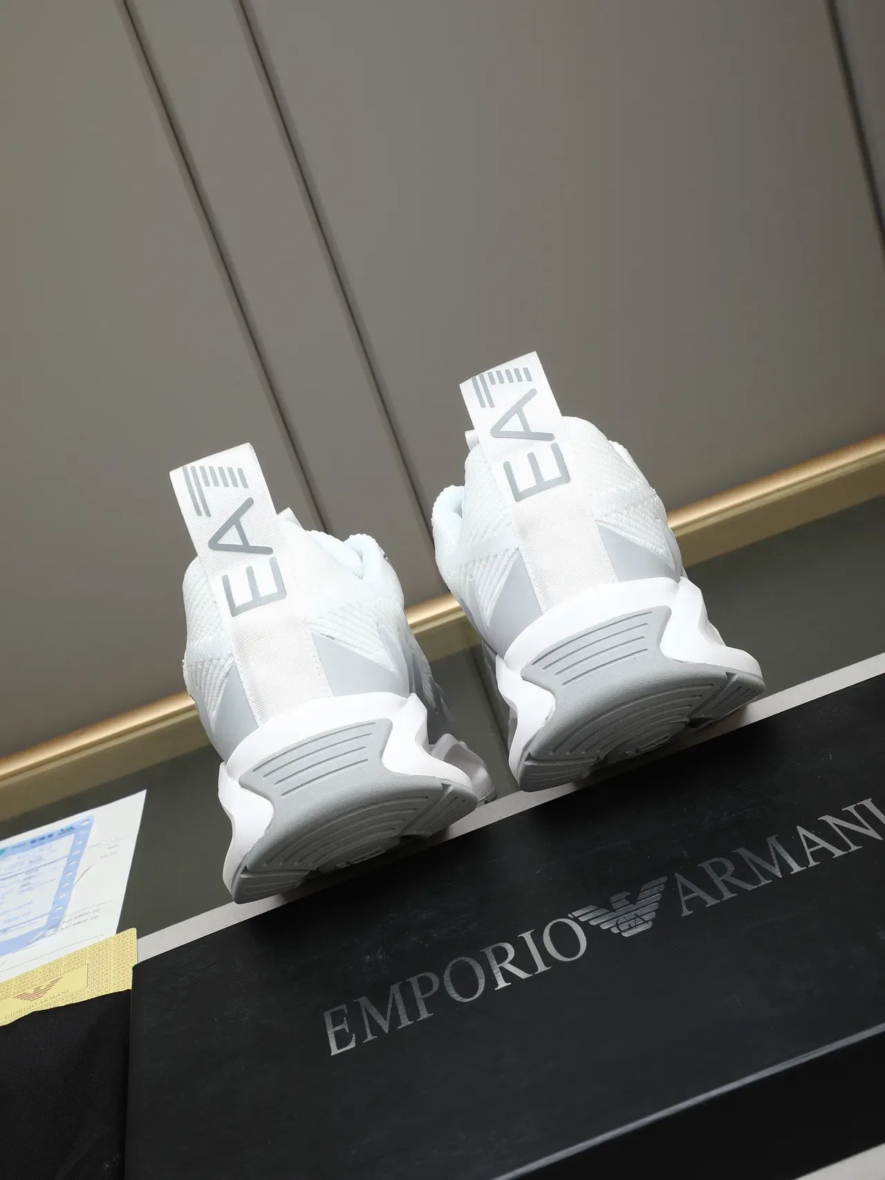 Emporio Armani EA7 White and Gray Sculpted Midsole Lifestyle Sneakers 3