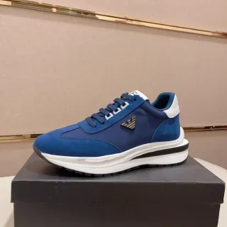 Emporio Armani Eagle Logo Blue Suede Lifestyle Sneakers