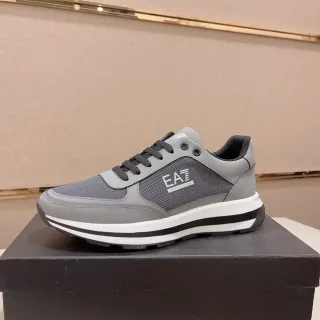 Emporio Armani Gris Noir Matière Maille et Synthétique Supérieure Multi-couches Sémelle Contrastante Sneakers