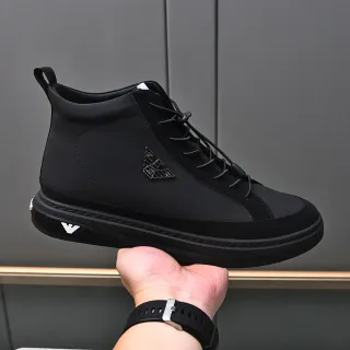 Emporio Armani High-Top Lifestyle Sneaker Black White Matte Upper Lifestyle Sneakers