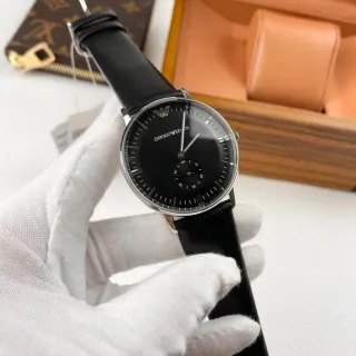 Emporio Armani Minimalist Black Dial Silver-Tone Quartz Watch
