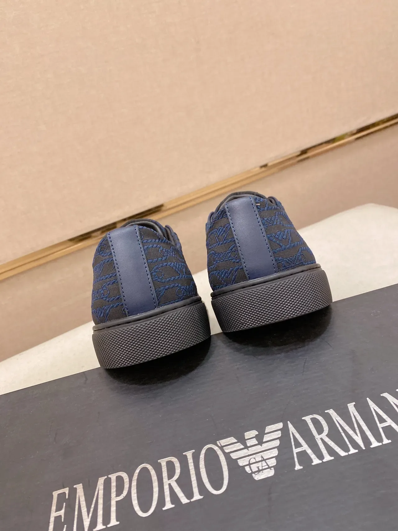 Emporio Armani Navy Jacquard Low-Top Lifestyle Sneakers 3