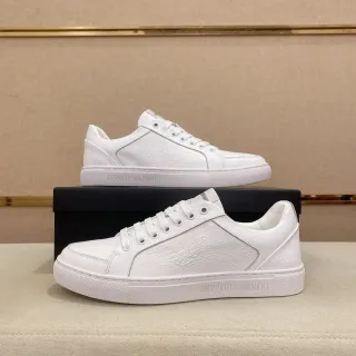 Emporio Armani Sneakers Lifestyle en Cuir Texturisé Blanc avec Logo d'Aigle