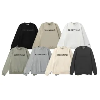 Fear of God Essentials suéter negro de cuello redondo con mangas raglan