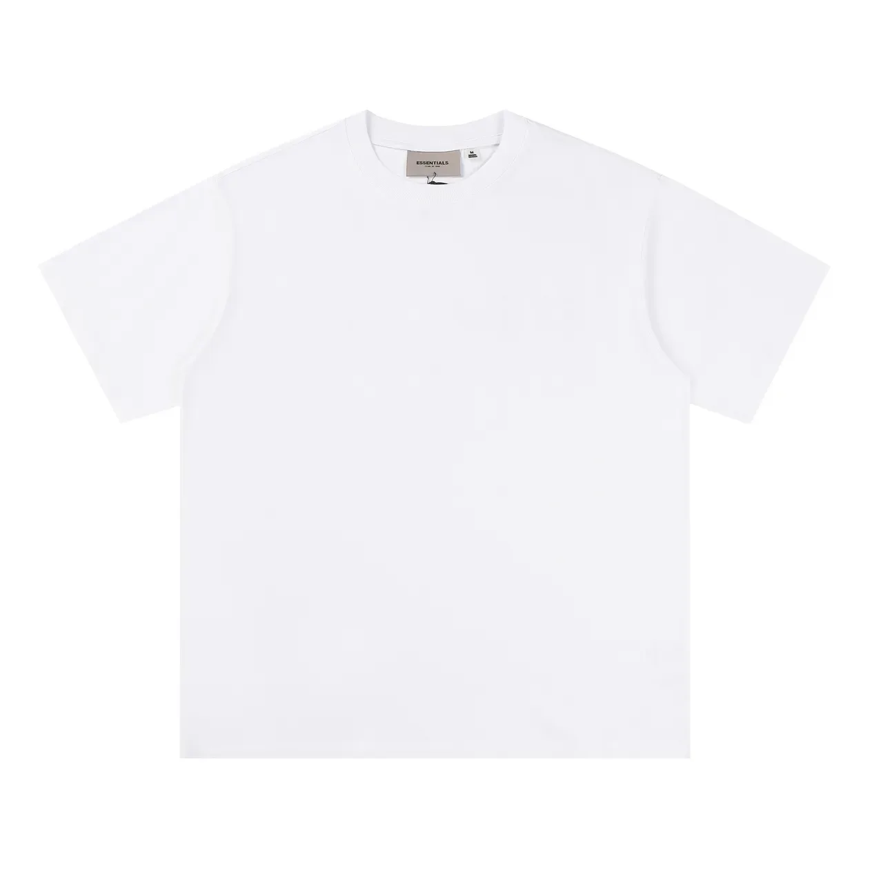 Fear of God Essentials تي شيرت أسود وأبيض واسع بسيط من الأمام 2