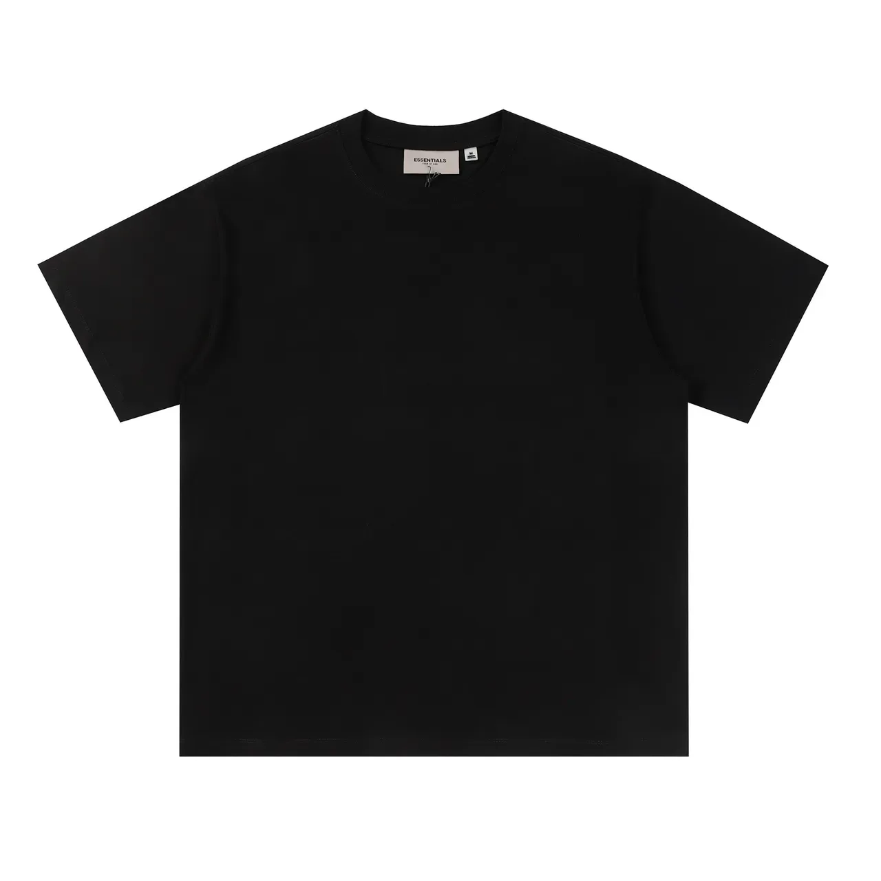 Fear of God Essentials تي شيرت أسود وأبيض واسع بسيط من الأمام 4