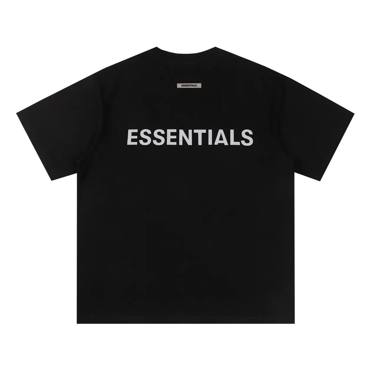 Fear of God Essentials تي شيرت أسود وأبيض واسع بسيط من الأمام 5