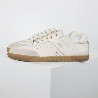 Fendi Beige Brown Low-Top Suede-Leather Mix Lifestyle Sneakers