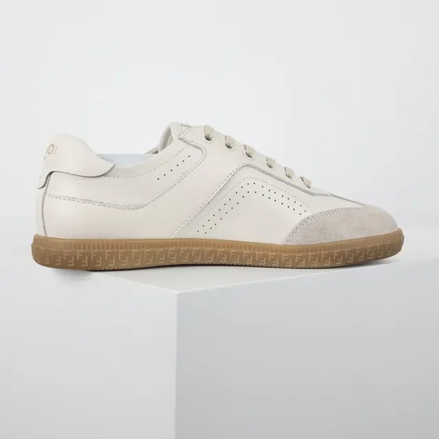 Fendi Chaussures lifestyle beige marron basses mélange daim cuir 7