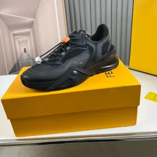 Fendi Black Orange Sculpted Midsole Mesh And Synthetic Overlays Chunky Sneakers
