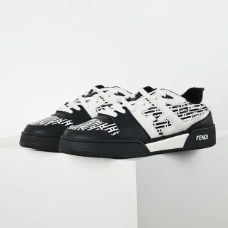 Fendi Black White Panelled Leather Construction Geometric FF Print Lifestyle Sneakers