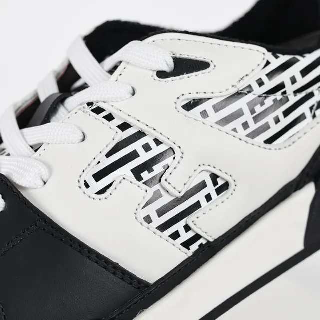 Fendi Noir Blanc Panneau Cuir Construction Géométrique FF Print Lifestyle Sneakers 6
