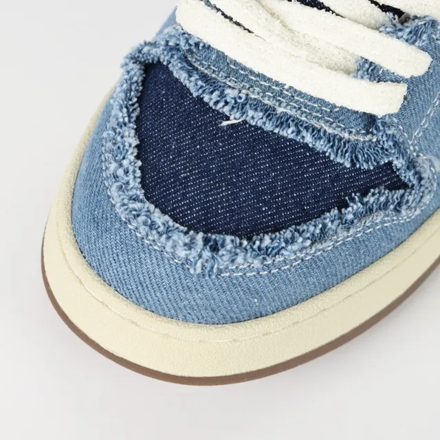 Fendi Tênis Lifestyle Azul Marinho Denim Upper Borda Desfiada Detalhe 5