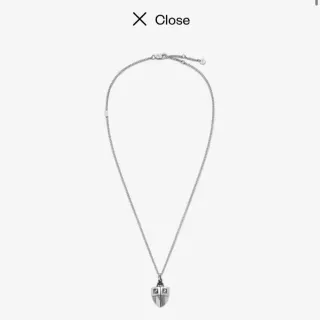 Fendi Club Shield Double-F Logo Silver Necklace
