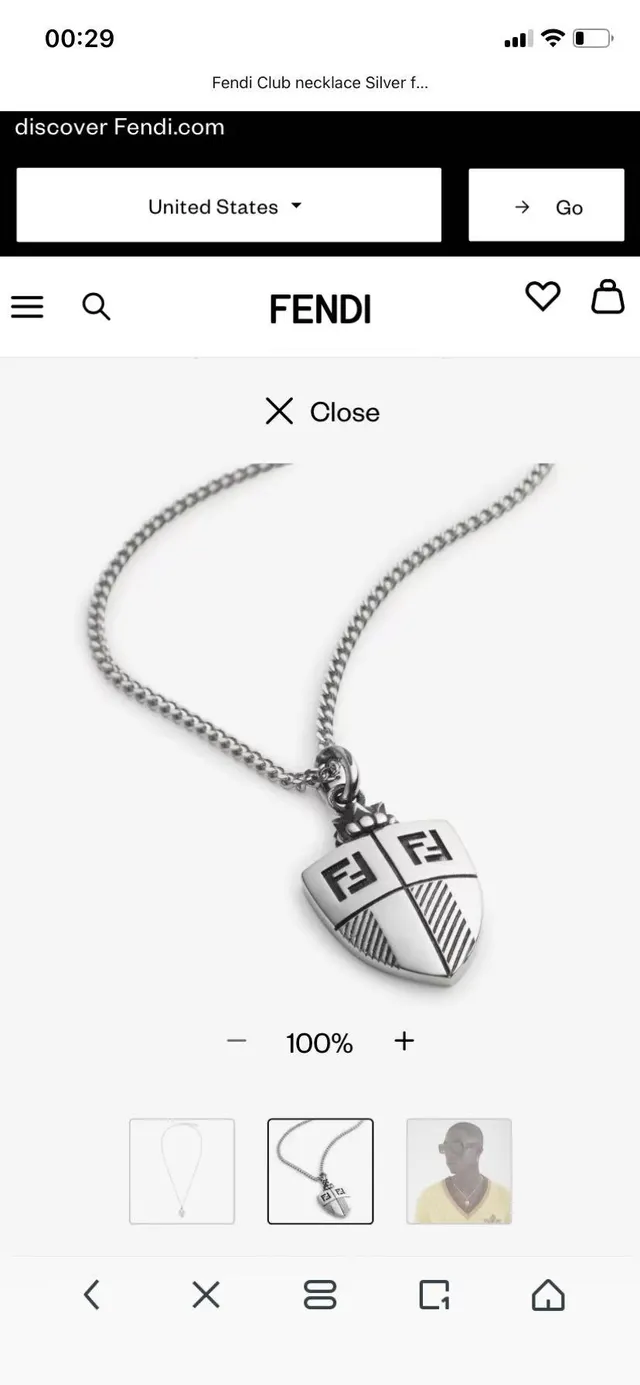 Fendi Club Shield Double-F Logo Silver Necklace 8