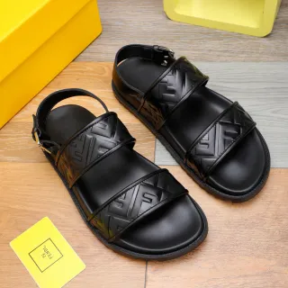 Fendi FF Logo Double-Strap Black Casual Sandals