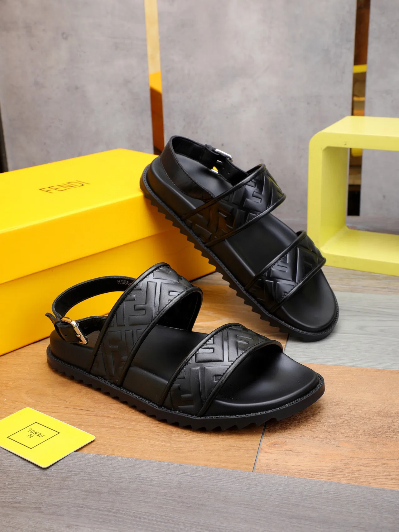 Fendi FF Logo Double-Strap Black Casual Sandals 7