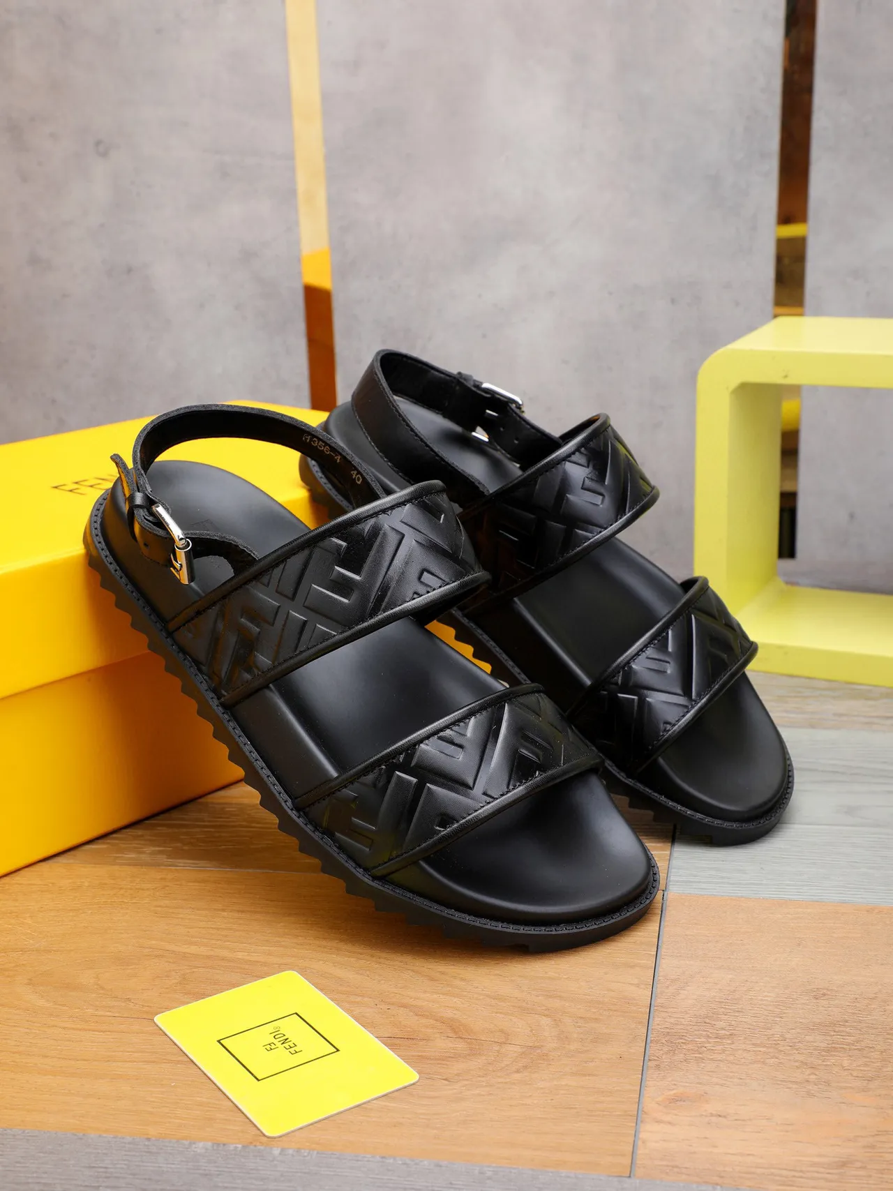 Fendi FF Logo Double-Strap Black Casual Sandals 8