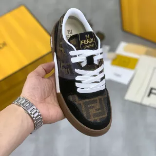 Fendi FF Monogram Black and Brown Lifestyle Sneakers