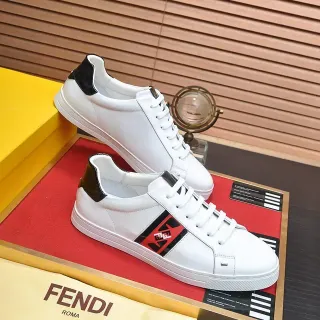Fendi FF Stripe White and Red Black Lifestyle Sneakers