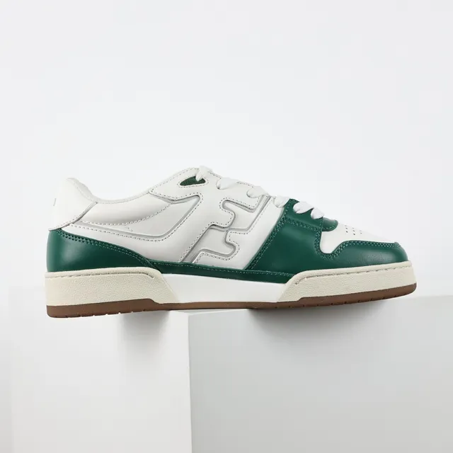 Fendi First White Green tênis lifestyle com painéis de couro low-top 7