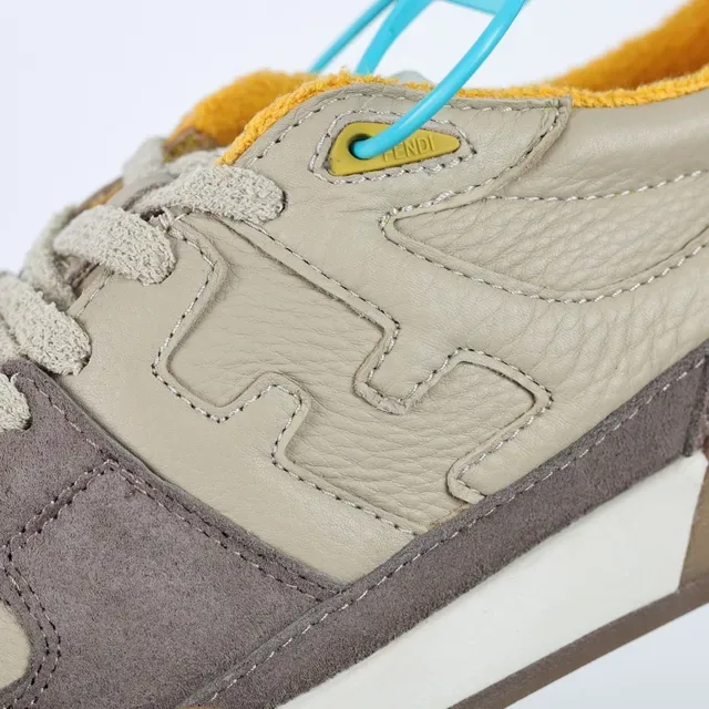 Fendi Lifestyle Sneaker Beige Brown Mixed-Material Upper Embossed FF Logo Lifestyle Sneakers 6