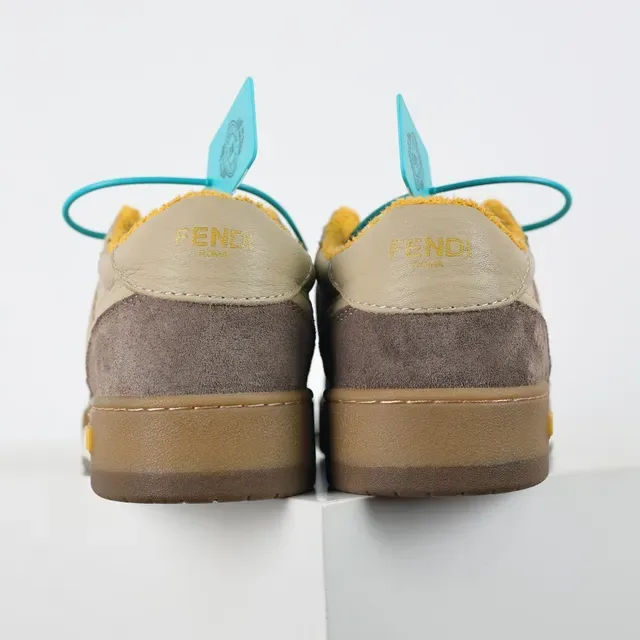 Fendi Lifestyle Sneaker Beige Brown Mixed-Material Upper Embossed FF Logo Lifestyle Sneakers 8