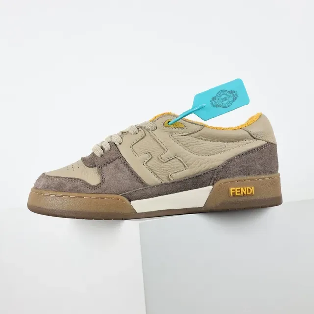 Fendi Lifestyle Sneaker Beige Brown Mixed-Material Upper Embossed FF Logo Lifestyle Sneakers 9