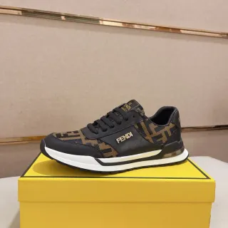 Fendi Lifestyle Sneaker Black Brown FF Monogram Gold Logo Lifestyle Sneakers