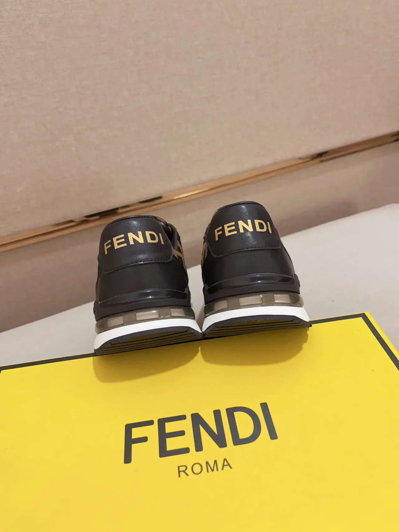 Fendi Lifestyle Sneaker Black Brown FF Monogram Gold Logo Lifestyle Sneakers 3