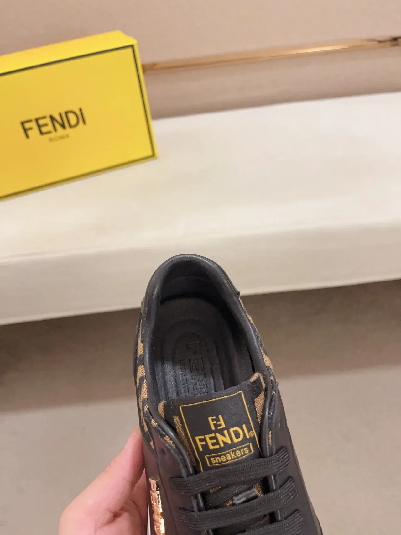 Fendi Lifestyle Sneaker Black Brown FF Monogram Gold Logo Lifestyle Sneakers 5