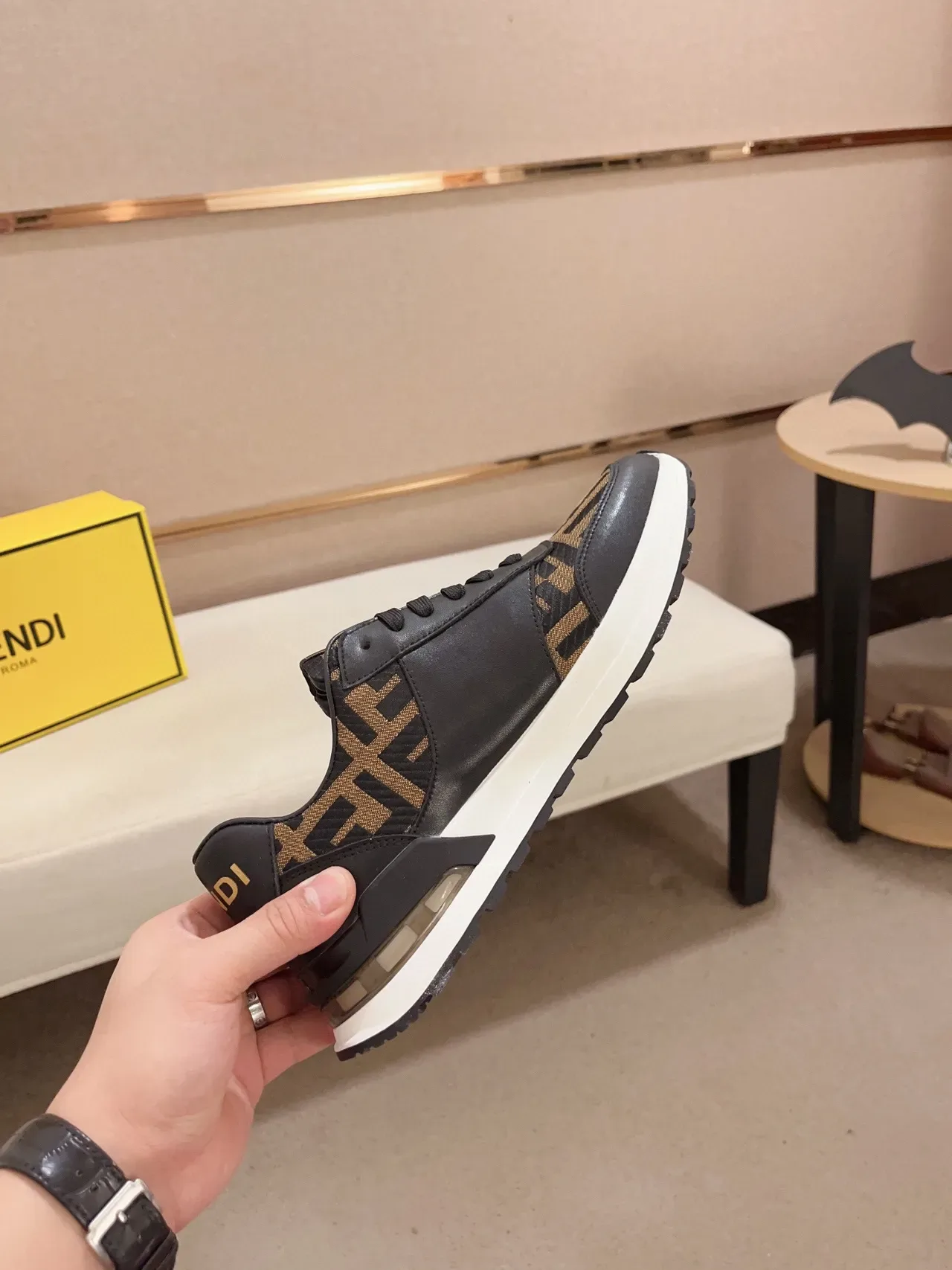 Fendi Lifestyle Sneaker Black Brown FF Monogram Gold Logo Lifestyle Sneakers 6