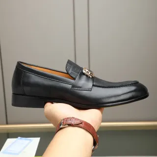 Fendi Loafer Black Leather FF Monogram Horsebit Buckle Loafer